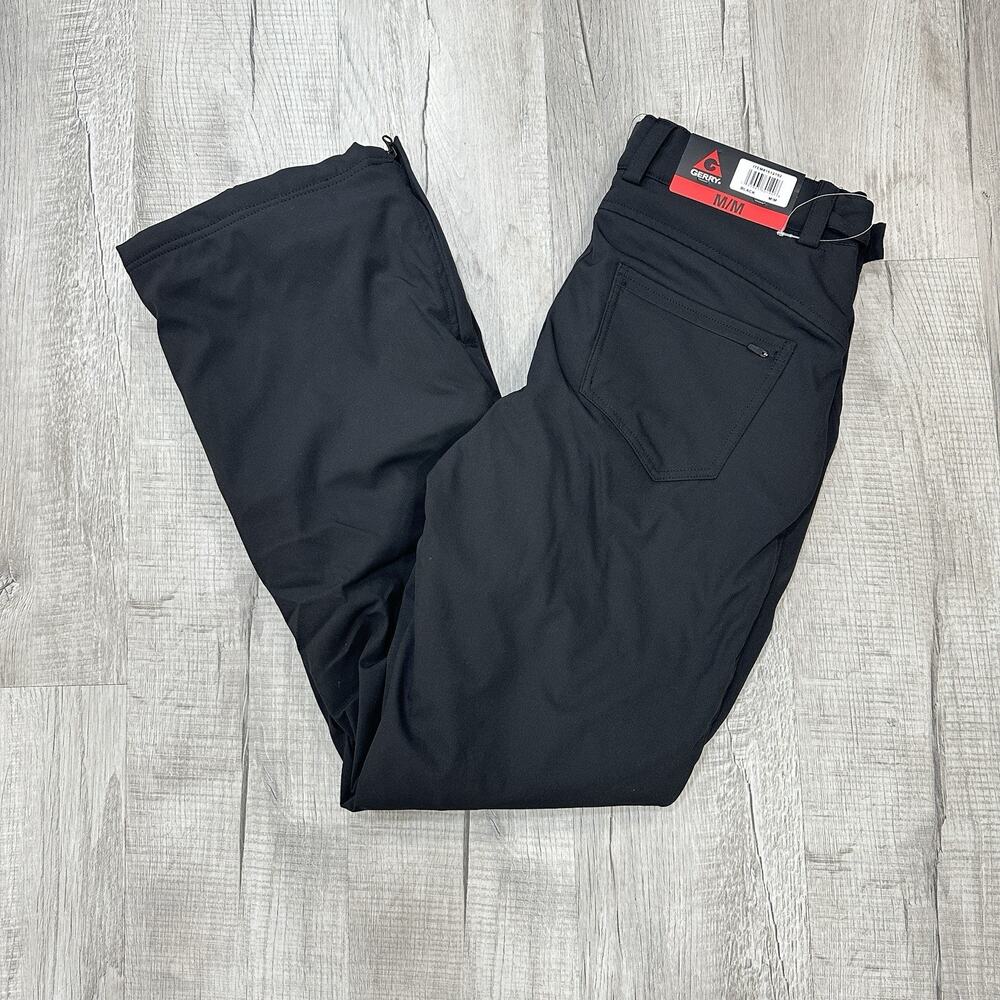NWT Gerry Fleece Lined Pants Womens Medium Black Adjustable Waist Zip Pockets